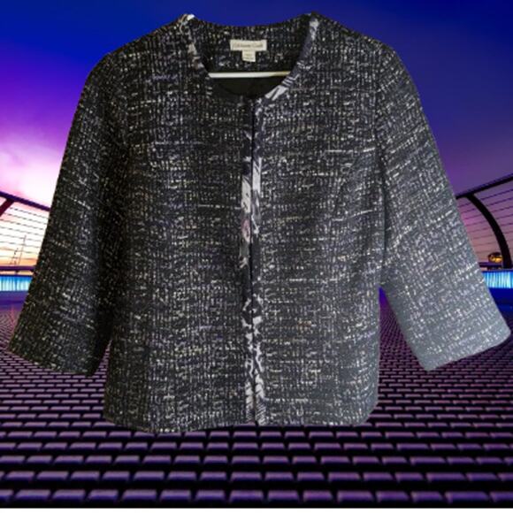 Coldwater Creek Large 14-16 lined clasp closure front tweed wool blend jacket - Picture 1 of 1